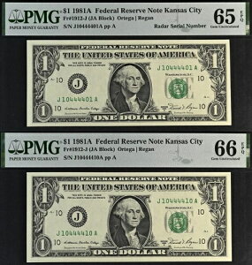 1981A �A�M������s�� $1 PMG 66EPQ �}�b�`���O���[�_�[���t�@���V�[�V���A���ԍ�