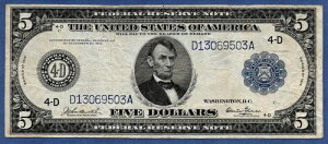 1914 $5 FRN CLEVELAND ?? BURKE & GLASS ?? �킸��78�������m���Ă��Ȃ�