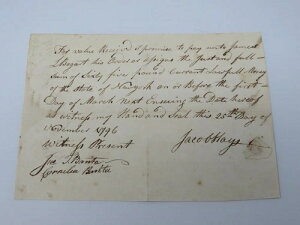 1796�N�j���[���[�N�̃W�F�[���Y�E�{�K�[�g�ւ̎x�����ؖ��� �A�����J���O���A���n�ʉݎ���
