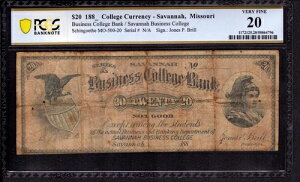 1880�N 20�h�� �T�o���i�E�r�W�l�X�E�J���b�W�E�o���N �~�Y�[���B ������ PCGS B VF 20