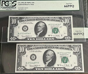 �j�A�g�b�v�|�b�v - 2�Ԗڂɗǂ� 2�A�� 1969-C $10 FRN BF �u���b�N PCGS 66PPQ