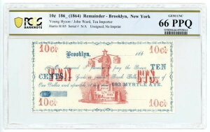 1860 �N��� 10 C John Ward�AYoung Hyson Tea Importer-�j���[���[�N�X�N���b�vPCGS 66 PPQ-