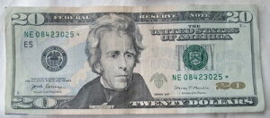 2017 $20 FRN *STAR* NOTE�ANE08423025*�AAU�R���f�B�V�����A���ʍς�