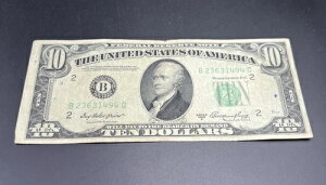 1950�N A $10 FRN �A�M������s�� VG Very Good / Fine Circ Green Seal #494