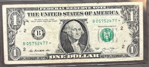 2013 B $1 �����X�^�[�m�[�g �V���A���ԍ� B05752477 *