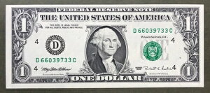 1995 �����I�E�F�u�v���X ~ $1 FRN CLEVELAND [D/C �u���b�N] ~ SN# D 6603 9733 C