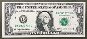 1995 �����I�E�F�u�v���X ~ $1 FRN CLEVELAND [D/C �u���b�N] ~ SN# D 6603 9734 C