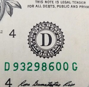 Over Inked Dollar ���V���A���ԍ� Darker Green Ink Error Note US 2013 D G-
