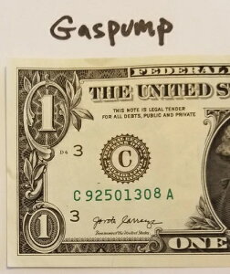 Gaspump Dollar ���s�����v 8��]�� �V���A���ԍ� 2017 C Note-