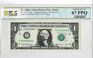 1988A $1 �E�F�u�v���X���� *��* FN�u���b�N�i����12�R���{5/4�j- PCGS GEM UNC 67PPQ