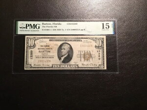 10.00 1929 National Bartow Florida PMG 15 �I���t�@�C���l�b�g�C���ς�-