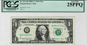 1988A �A�M������s�uWEB�v���� - fr1917-B (BL �u���b�N) PCGS Very Fine 25 PPQ - Key note