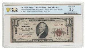 �E�F�X�g�o�[�W�j�A�B�}�[�e�B���Y�o�[�O - 1929 �N�h�� 1 The Old NB Ch. #6283 PCGS VF25-