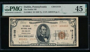 AC 1929 $5 �_�u����������s�A�y���V���x�j�A�B�_�u���� Ch# 13133 PMG 45 �R�����g