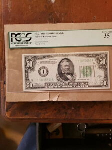 1934-B fr2104i-$50 FedRes Note�~�l�A�|���X �~���[�� PCGS VF35 #I00695603A