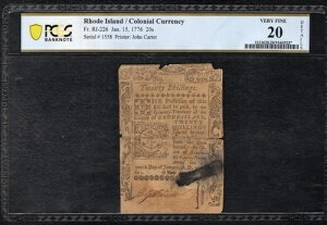 RI-226 1��15���A1776 20s �V�����O���[�h�A�C�����h �R���j�A�� PCGS VF-20 *���A*-