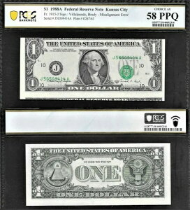 * ���ٓI�ȃG���[ * $1 1988-a Frn �u�\���~�X�A���C�����g�G���[�m�[�g�v PCGS AU-58 PPQ-
