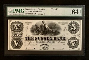 NQC �j���[�W���[�W�[�A�j���[�g�� 1850 �N�� G38 $5 �T�Z�b�N�X��s (�v���[�t) Choice Unc. 64 �C���^�[�l�b�g-