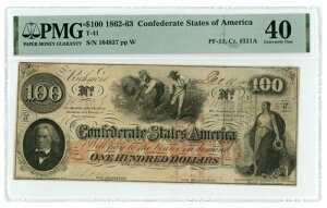 T-41 PF-13 CR-321A 1862 CSA $100 Note PMG 40 - ���b�g�}�� �E�H�[�^�[�}�[�N (L1201)-