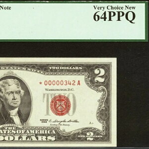 1963�N $2 �@��ʉ� PCGS 64PPQ-US Note Star- ��V���A���ԍ� 00000342 *-
