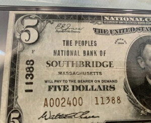 1929 National SOUTHBRIDGE, MA Chater #11388 Massachusetts PMG VF25 Mass 948694-4