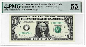 2009 �N $1 FRN ���[�_�[ �Z���gLouis H * Star - ( �L�[�m�[�g - 320k �v�����g )pmg AU55--scarce note-