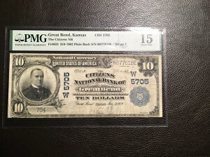 10. 1902�N NationalB.N. Great Bend Kansas PMG 15 Choice Fine Only 20 Large Known
