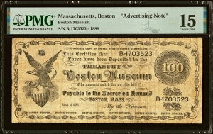 �}�T�`���[�Z�b�c�B�{�X�g�������� 100 Ad Note ND (ca. 1888�N) Vlack UNL PMG CH Fine 15-