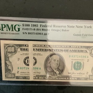 FR#2171-B $ 100.00 �K�^�[�܂肽���݃G���[�B PMG 55 A.U. �V���[�Y 1985 FRB Res Note -