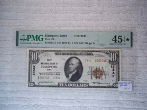 1929�N 10�h�� �n���v�g�� �A�C�I�� �����ʉ� T2# 13842 PMG 45 �`���C�X XF EPQ STAR #ms