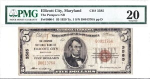 $5 1929 T1 National ELLICOTT CITY Maryland MD ???? �� ���������ł킸��6�� ????