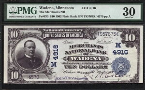 $10 1902 PB �~�l�\�^�B���f�i�̃}�[�`�����c�E�i�V���i���E�o���N CH 4916 PMG 30
