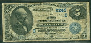 $5.00 �i�V���i����s���f�C�g�o�b�N�A�V�e�BNB plainfield New Jersey 1882 Fr. #534-