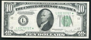 FR. 2009-L* 1934-D $10 *STAR* �A�M������s�� �T���t�����V�X�R�A�J���t�H���j�A�B XF/AU ��