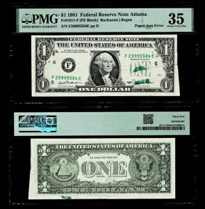 ���l�܂�G���[ Fr. 1911-F $1 1981 FR Note~PMG CHOICE VERY FINE 35