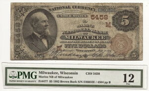 1882�N $5 �u���E���o�b�N ���ƒʉ� �}����NB �~���E�H�[�L�[ WI #5458 032e-krexu-