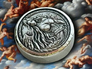 Engel mid ?n fe?era- 1 Troy Ounce. 999 Zinc Art Round - Laser Etched - CoA