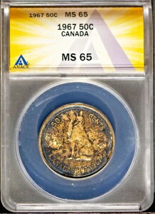 1967�N 50�Z���g �J�i�_ �V���o�[ �n�[�t�h�� MS 65 �����X�^�[�g�[�� ANACS # 7646568 + �{�[�i�X