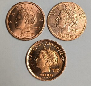 x3 ~ 2009 & 2010 NORFED Freedom & Peace $1 ���e ~Bud's Gun Liberty $2
