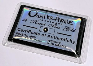 0.16�O���� 24k .9999 ���� COA�t�� OwnTheAvenueTM - V0126