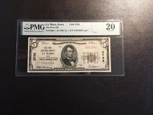 5.00 1929�N������s��LE Mars Iowa PMG 20 Very Fine