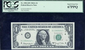?? 1963A $1 *STAR* Note PCGS 67PPQ ? Fr. 1901-D* Cleveland ? TOP POP �Ȃ� ����ȏ�