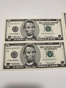 1999 �N�A�� $5 Dollar Mix Laddar �̃G���[ 5 01234678/5 STAR NOTE UNC ���A�I