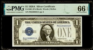 1928�N 1�h����ݏؖ��� �t�@���V�[�o�b�N PMG 66 EPQ �W�F�� �V���A���ԍ� P65399881A