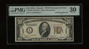 DBR 1934-A $10 FRN �n���C LB �u���b�N Fr. 2303 PMG 30 �V���A�� L11225469B
