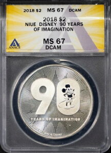 2018 $2 1�I���X �V���o�[ �f�B�Y�j�[ 90���N�L�O �C�}�W�l�[�V���� MS 67 DC ANACS # 7667040 + �{�[�i�X