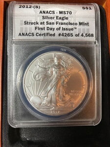 2012(S) $1 Amc Silver Eagle ANACS MS70�ACOA �T���t�����V�X�R�AFDOI�A4265 �܂��� 4473 / 4568