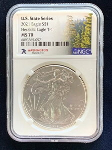 �A�����J���E�V���o�[�E�C�[�O�� NGC 2021 T-1 UNC $1 MS-70 7K ���V���g��