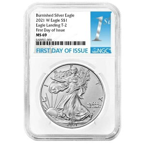 2021-W $1 1�I���X T2 �o�[�j�b�V���h �A�����J���V���o�[�C�[�O�� NGC MS69 FDI �t�@�[�X�g���x��