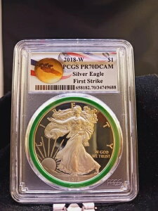 2018 W PCGS PR70DCAM �V���o�[�C�[�O�� �I�����s�b�N �X�m�[�{�[�h �t�@�[�X�g�X�g���C�N �O���[�������O